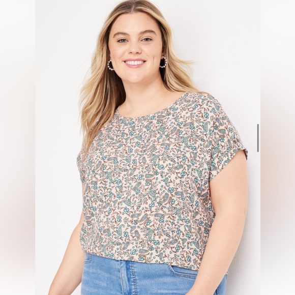 Maurices Delton Paisley Print Zipper Back Short Sleeve Blouse Plus Size 4x Size - Picture 7 of 7